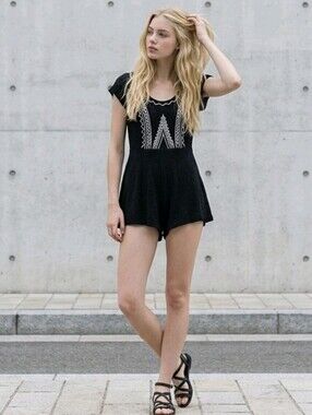 May & July romper S Small 100% rayon beautiful stitching and detail in back